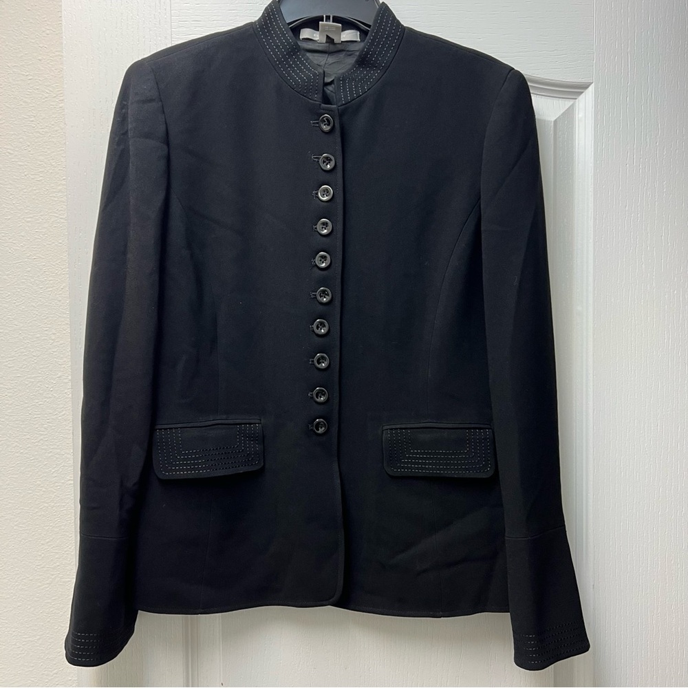 Ellen Tracy Elegant Sophisticated Button Down Black Blazer Sz 14